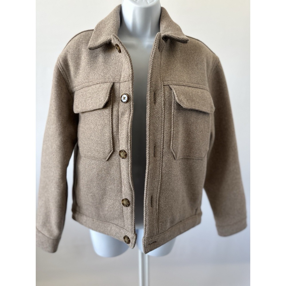 Abercrombie & Fitch Women's Tan Tweed Wool Blend Cropped Jacket Sz: XS (b3)